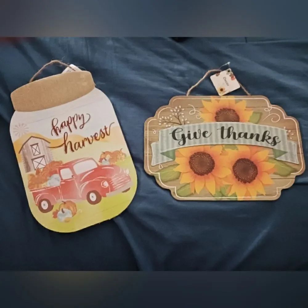 3 for $26 - Fall Decor Wooden Signs Give Thanks & Fall Harvest